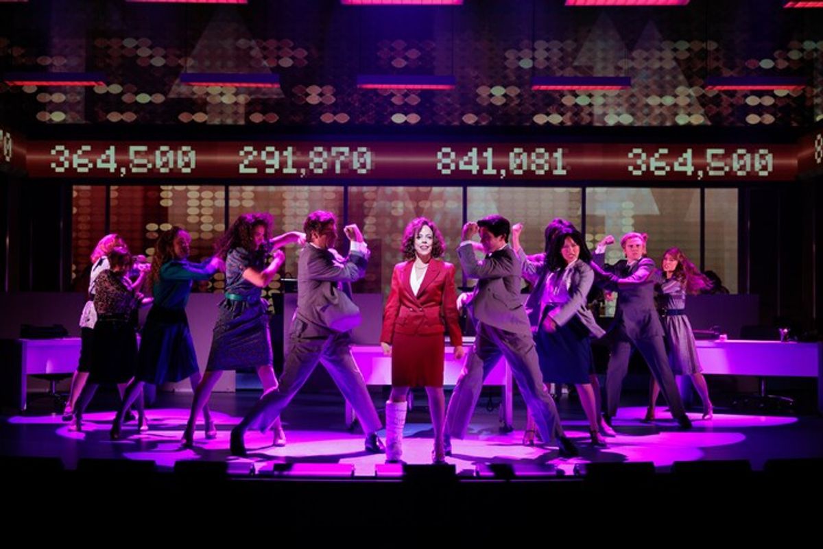 Leslie Rodriguez Kritzer (center) with cast members in La Jolla Playhouse’s world-premiere musical WORKING GIRL at 