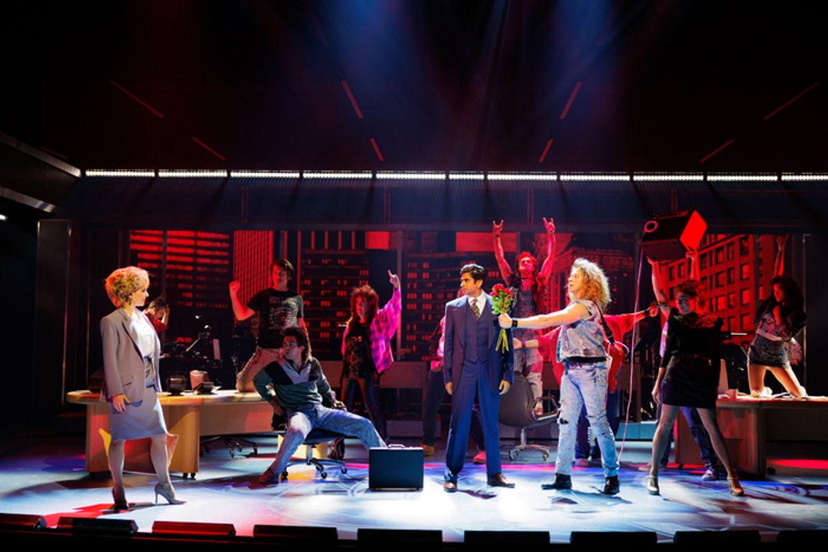 Joanna “JoJo” Levesque, Anoop Desai and Joey Taranto with cast members in La Jolla Playhouse’s world-premiere musical WORKING GIRL at 