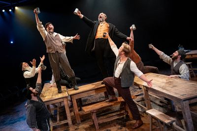Douglas Sills, Jeremy Radin, and the cast of Fiddler on the Roof Photo