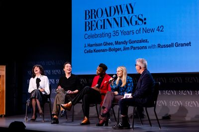 J. Harrison Ghee, Mandy Gonzalez, Celia Keenan-Bolger, 92NY Board Chair Jill Lafer, R Photo