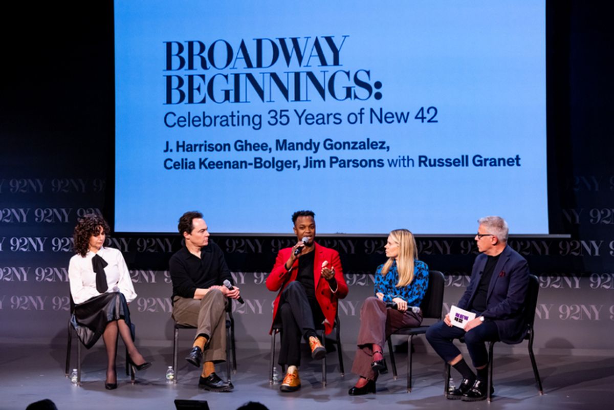 J. Harrison Ghee, Mandy Gonzalez, Celia Keenan-Bolger, Russell Granet President & CEO of New 42, Jim Parsons at 
