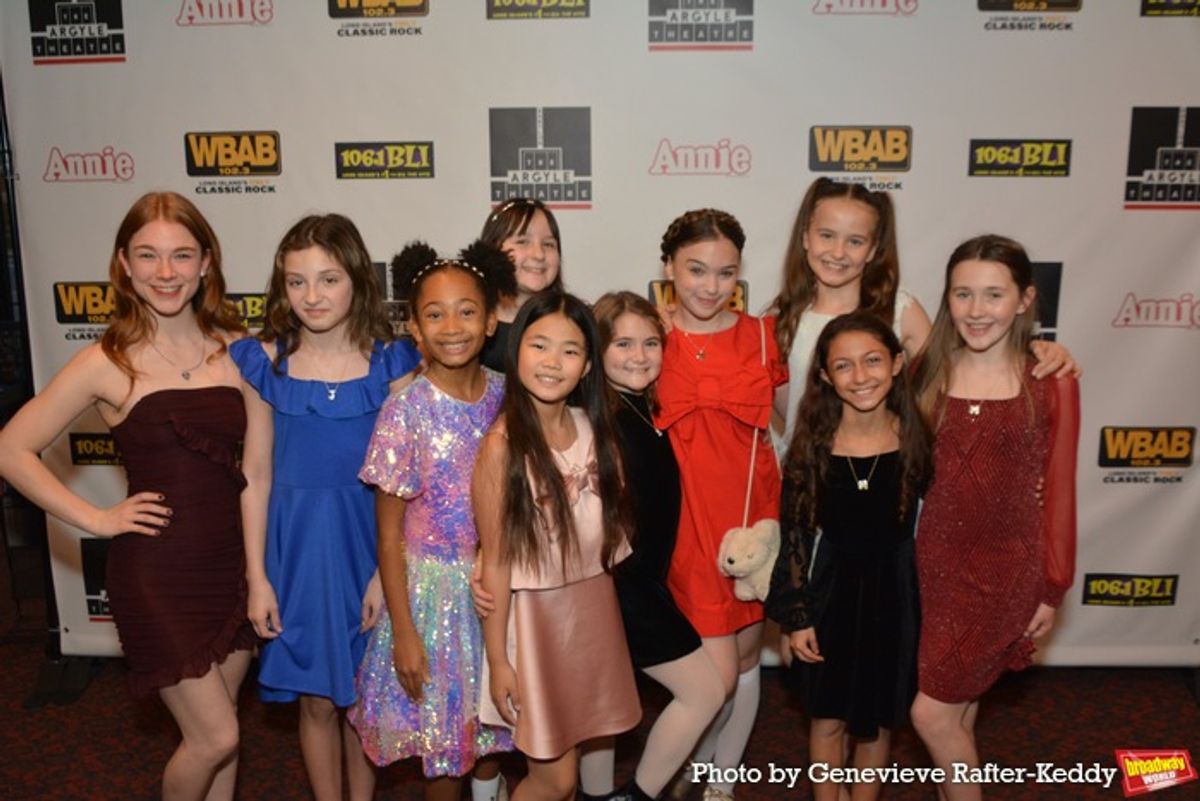 Child Guardian Bobbie Celine Doherty with the young cast of Annie that included Charlotte Van Ledtje, Luciana Marie Scheinberg, Madelyn Justice, Lena Ballard Gross, Nina Cannistraci, Seraphina Diane Moger and Violet Winter Cilen at 