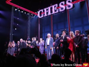 The "Chess" creative team including Benny Andersson, Michael Mayer, Danny Strong, Tim Photo