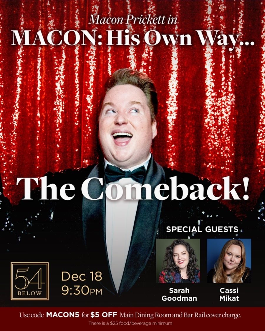Review: Macon Prickett Boisterous and Buoyant in MACON: HIS OWN WAY... THE FINALE! at 54 Below Image