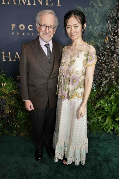 Producer Steven Spielberg, writer/director Chloé Zhao Photo