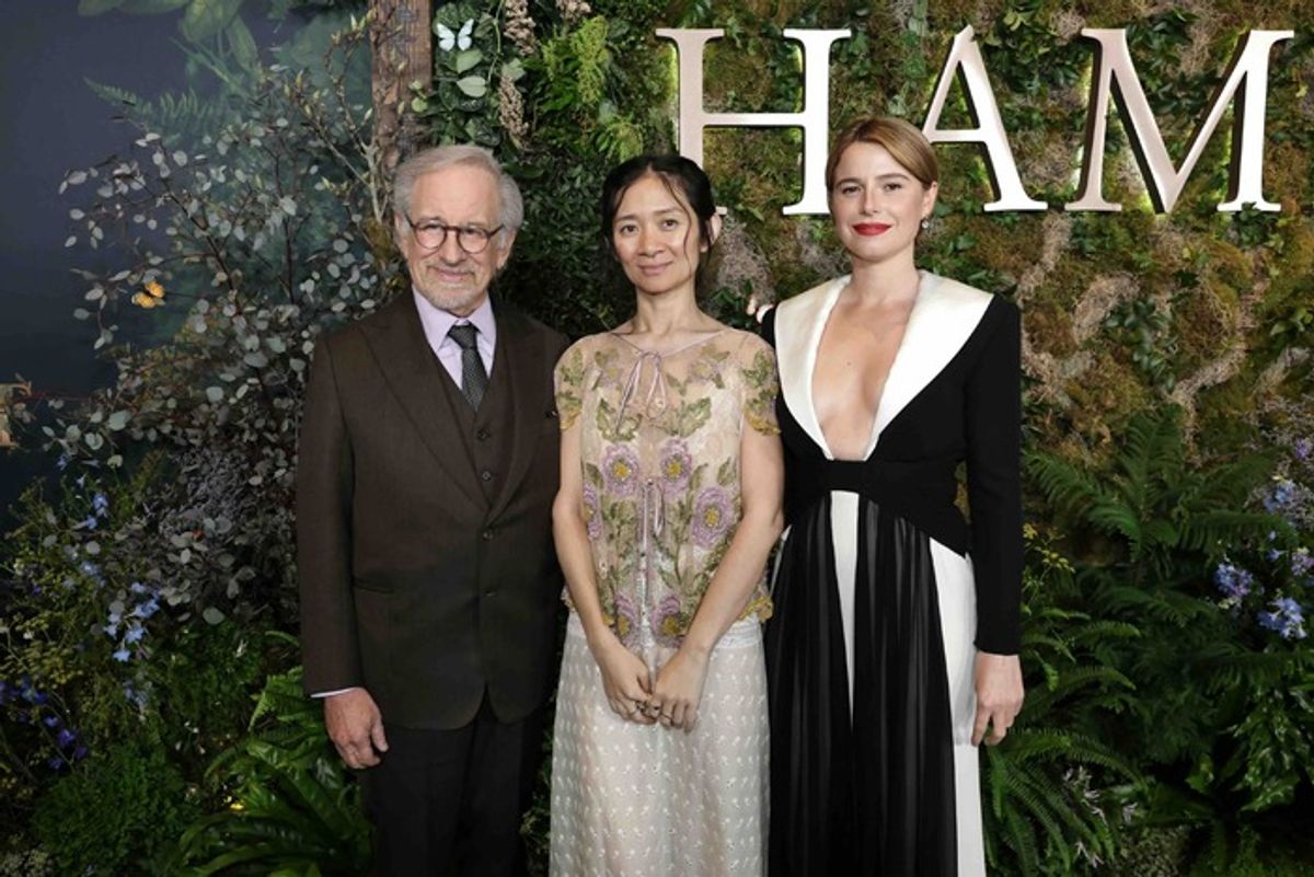Producer Steven Spielberg, writer/director Chloé Zhao and Jessie Buckley at 