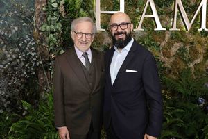 Producer Steven Spielberg (L) and Peter Kujawski, Chairman of Focus Features Photo