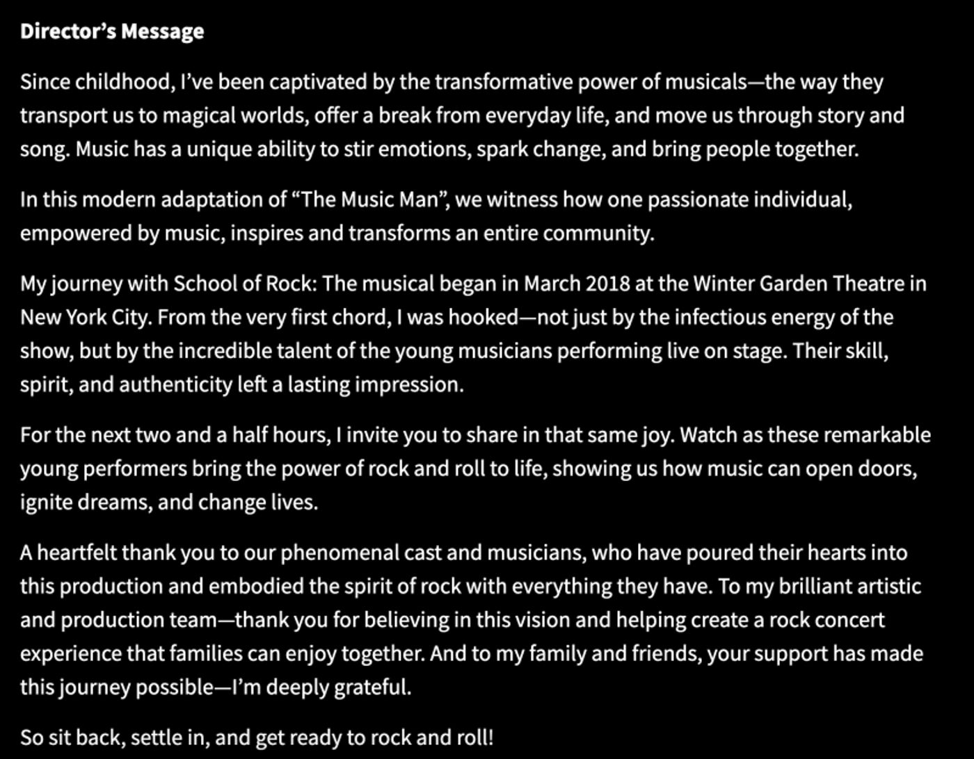 Stage Mag Spotlight: River Run Centre's SCHOOL OF ROCK  Image