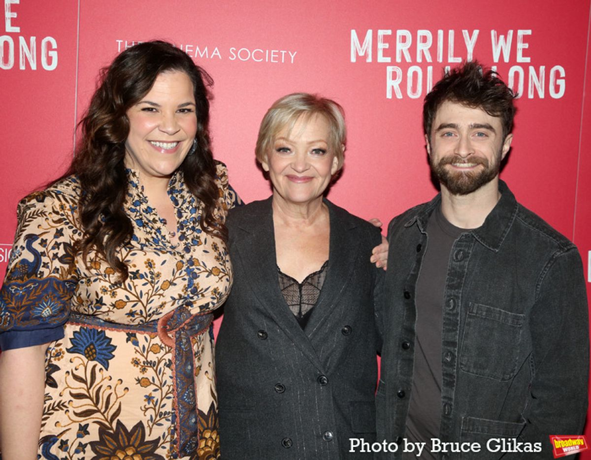 Lindsay Mendez, Director Maria Friedman and Daniel Radcliffe at 