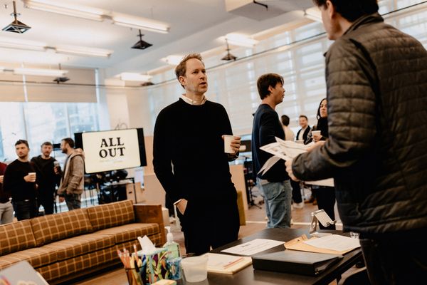 The cast of All Out: Comedy About Ambition by Simon Rich Photo