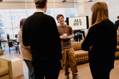 The cast of All Out: Comedy About Ambition by Simon Rich Photo