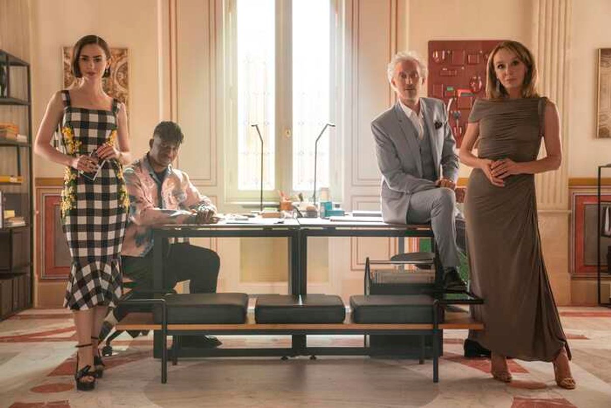 Lily Collins, Samuel Arnold, Bruno Gouery, Philippine Leroy-Beaulieu at 