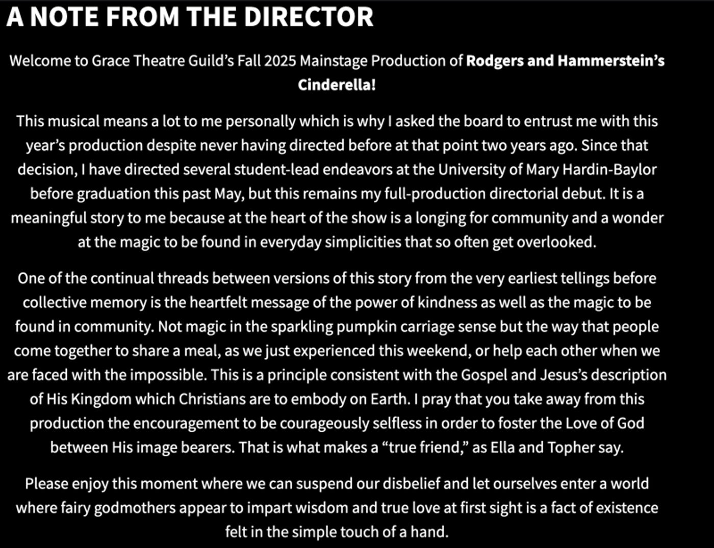 Stage Mag Spotlight: Grace Theatre Guild's CINDERELLA  Image