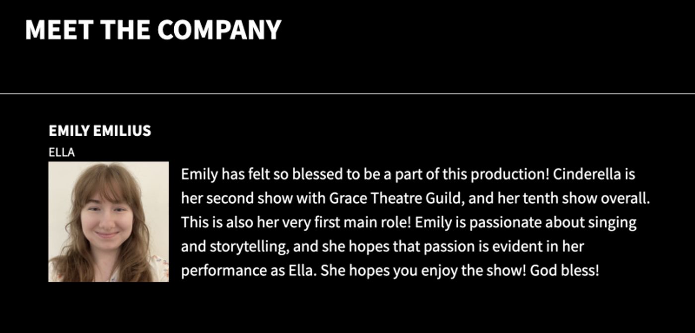 Stage Mag Spotlight: Grace Theatre Guild's CINDERELLA  Image