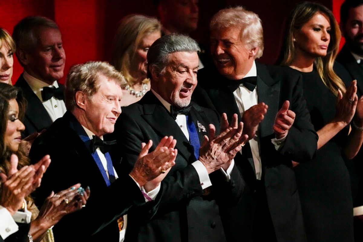 Michael Crawford, Sylvester Stallone, President Donald J. Trump, and First Lady Melania Trump at 
