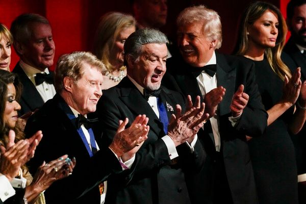 Michael Crawford, Sylvester Stallone, President Donald J. Trump, and First Lady Melan Photo