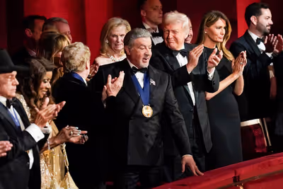 Sylvester Stallone, President Donald J. Trump, and First Lady Melania Trump  Photo