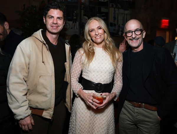 Sam Vartholomeos, Toni Collette and Jim Rash Photo