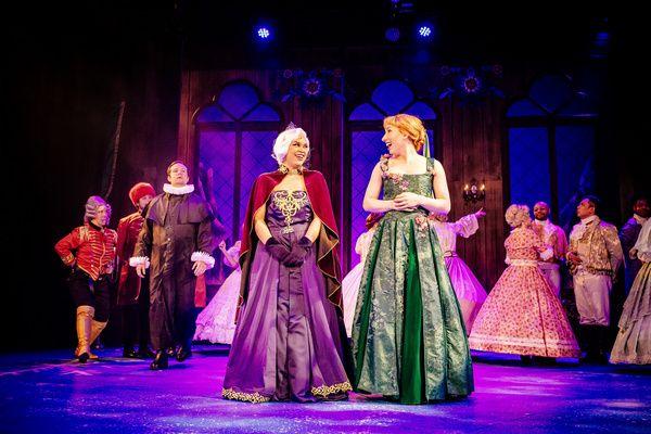 Vanessa Dominguez (Elsa) and Madeline Dick (Anna) and Company Photo