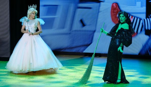 From the left are Tamyra Gray as Glinda and Nicole Parker as Wicked Witch. Photo by J Photo