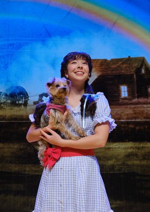 Aubrey Anderson-Emmons as Dorothy with Blackbird as Toto. Photo by Josh Kaplan.  Photo