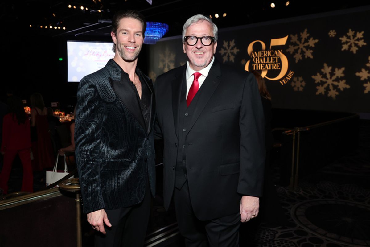 BEVERLY HILLS, CALIFORNIA - DECEMBER 15: (L-R) James Whiteside and Barry Hughson, Executive Director, ABT attend American Ballet Theatre's (ABT) Holiday Benefit at The Beverly Hilton on December 15, 2025 in Beverly Hills, California. (Photo by Emma McIntyre/Getty Images for American Ballet Theatre (ABT)) at 