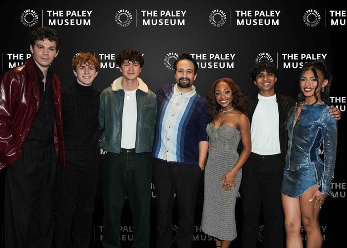 Daniel Diemer, Walker Scobell, Charlie Bushnell, Lin-Manuel Miranda, Leah Sava Jeffries, Aryan Simhadri, and Dior Goodjohn at 