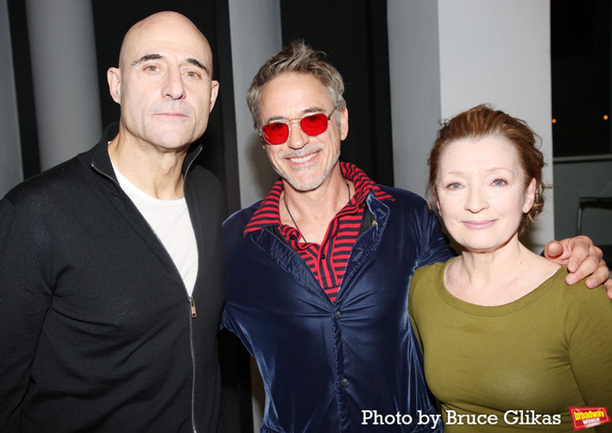 Mark Strong, Robert Downey Jr., and Lesley Manville at 