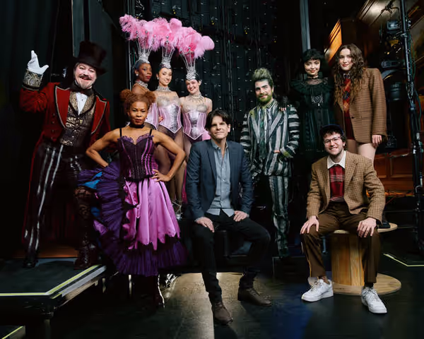 Alex Timbers with  Robert Petkoff and Bahiyah Hibah (Moulin Rouge); Julia Grondin, Kh Photo