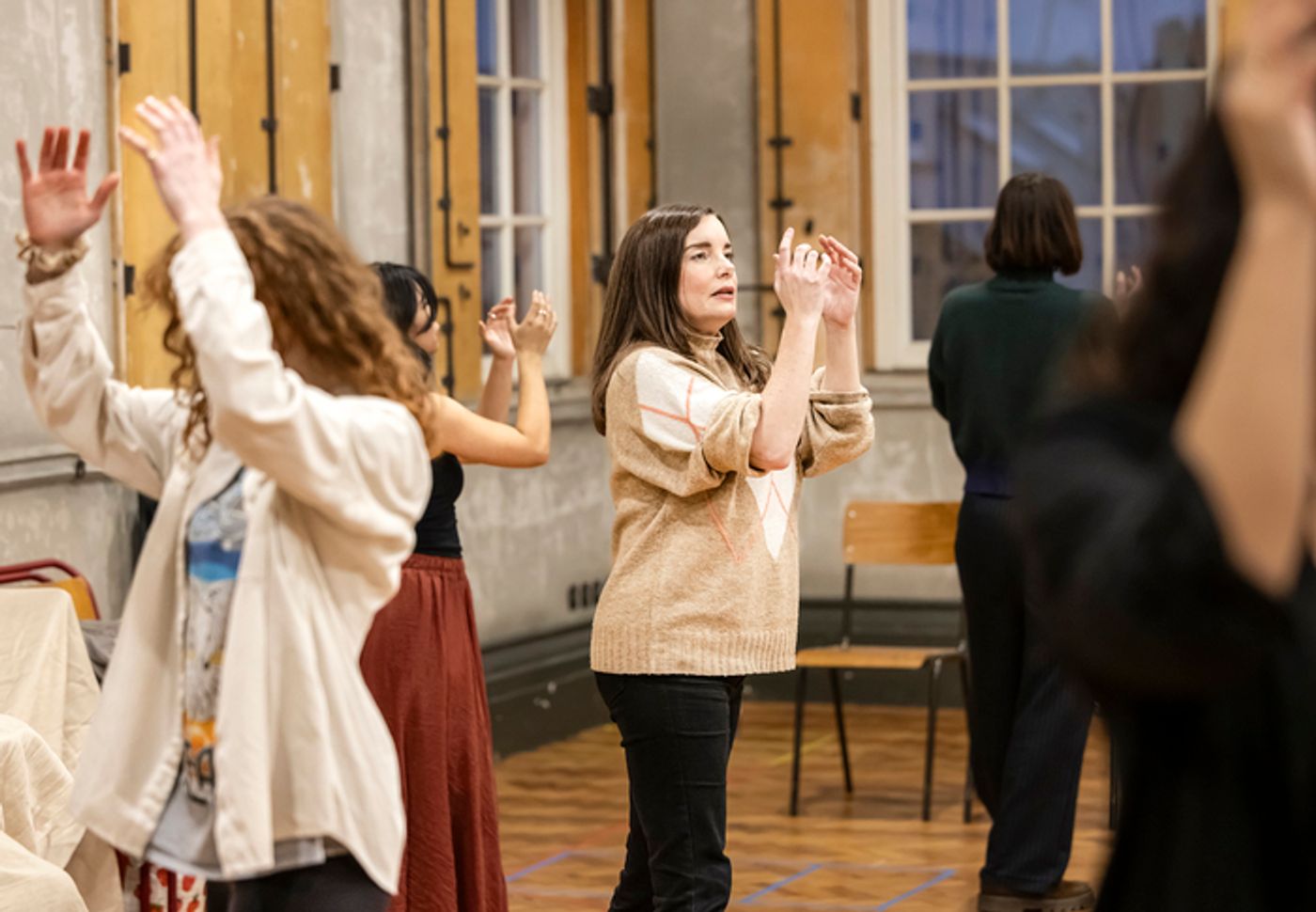Photos: Frances McNamee, Rebecca Trehearn and Kirsty Findlay in BALLAD LINES Rehearsals  Image