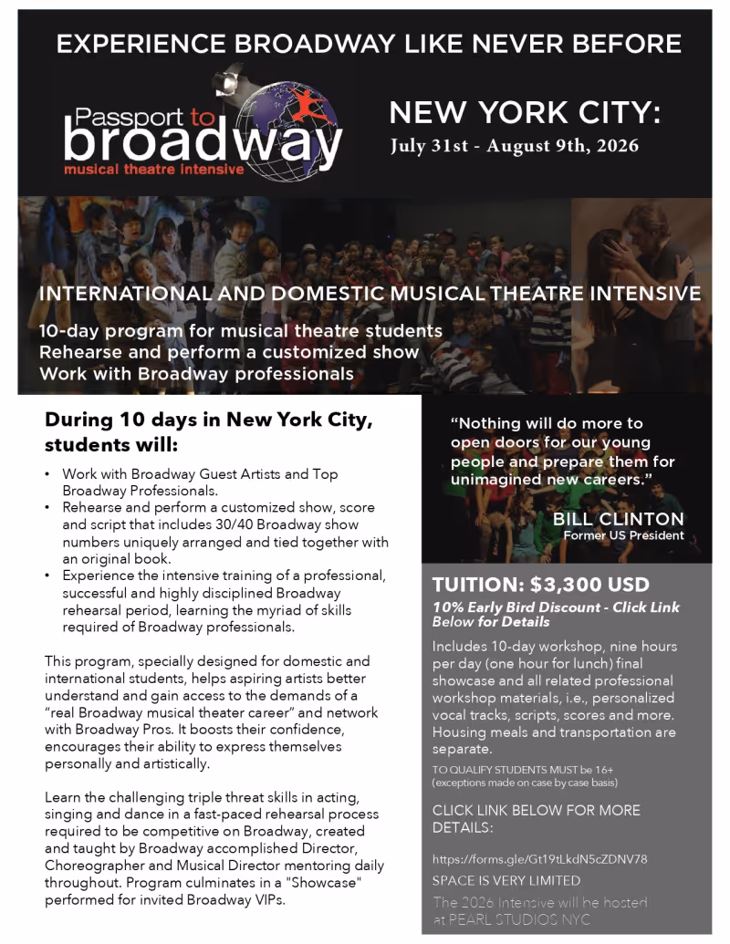 Feature: PASSPORT TO BROADWAY Opens Enrollment for Summer 2026 Course Image