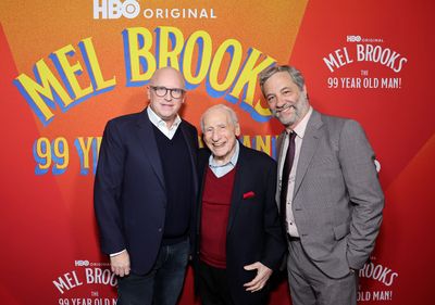 Kevin Salter, Mel Brooks and Judd Apatow Photo