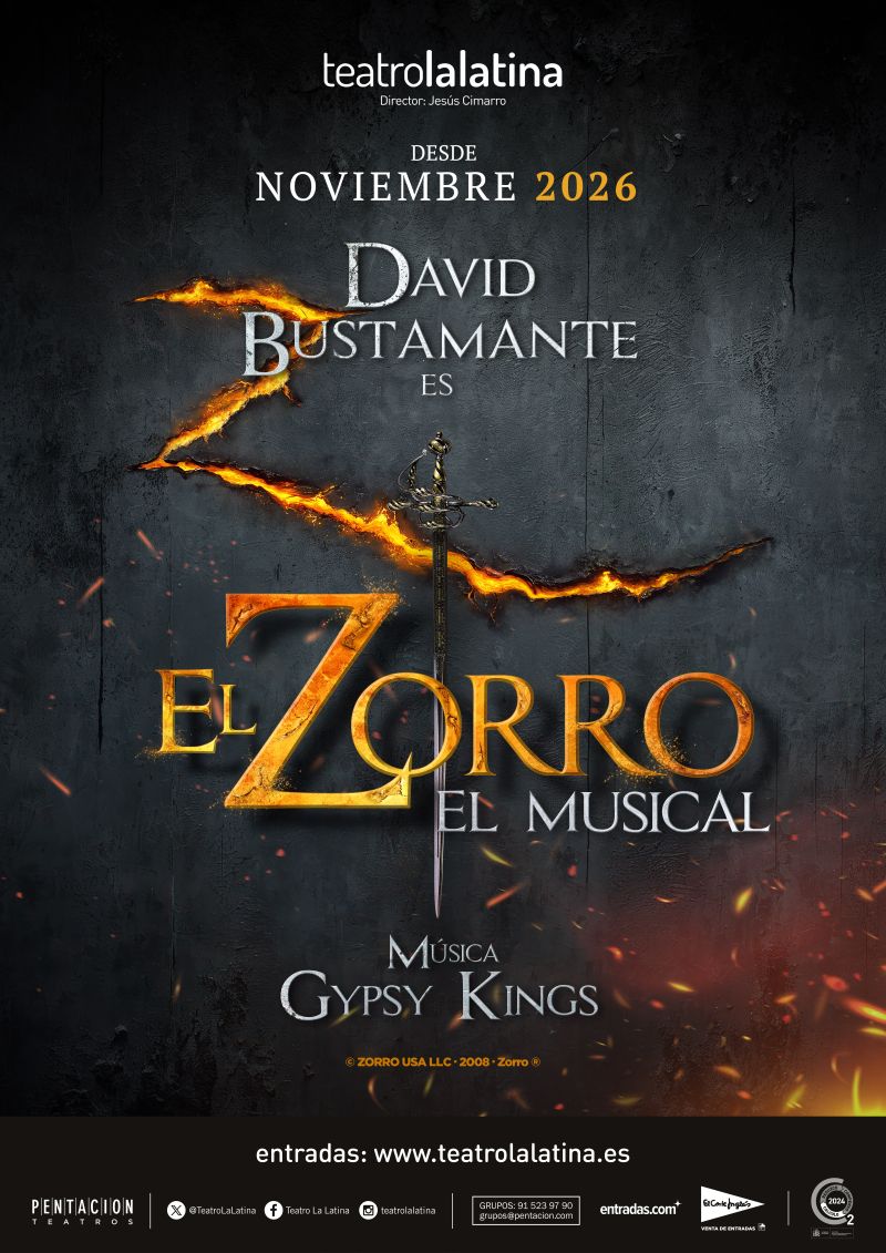 BREAKING: David Bustamante protagonizará EL ZORRO en el Teatro La Latina a partir de noviembre Image