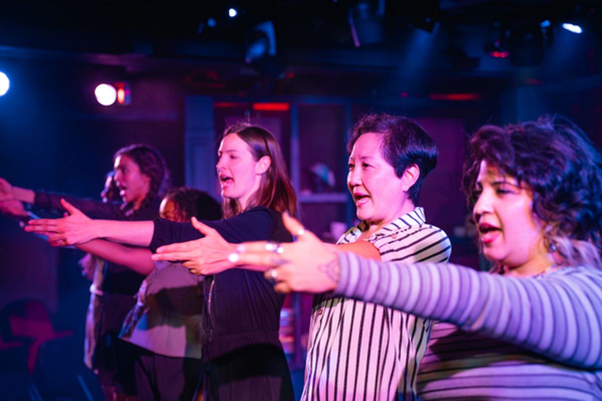 Mackenzie Mondag, Kita Grayson (obscured), Savannah Schoenecker, Janet Song, and Naseem Etemad  Photo by Areon Mobasher  at 