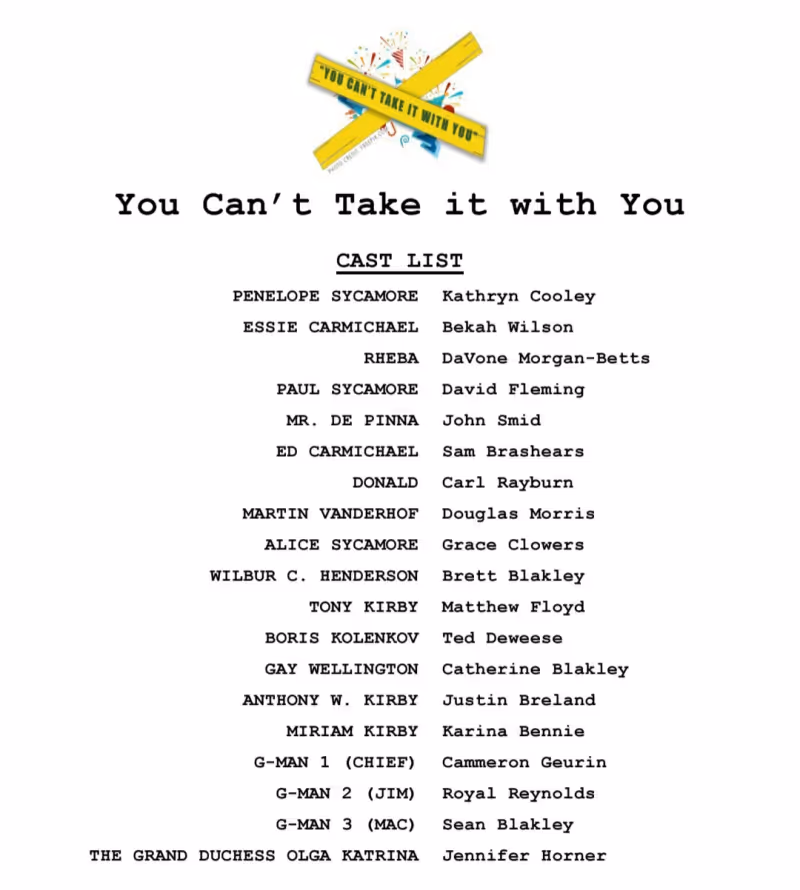 Review: YOU CAN'T TAKE IT WITH YOU at The Pocket Community Theatre in Hot Springs Image