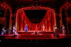 Sam Clemmett, Jefferson Mays, and Ensemble Photo