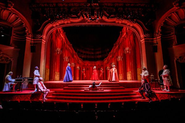 Sam Clemmett, Jefferson Mays, and Ensemble Photo