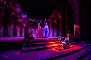 Sam Clemmett, Jefferson Mays, and Ensemble Photo