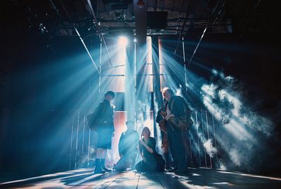 Tedra Millan, Max Gordon Moore, Maddie Corman 
and Ethan Slater Photo