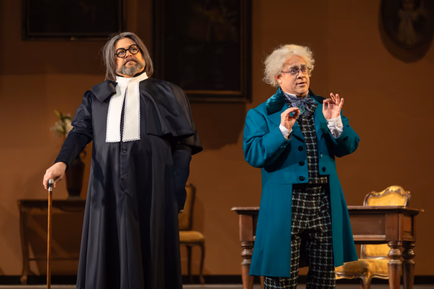 Craig Colclough and Patrick Carfizzi in cororful Costumes