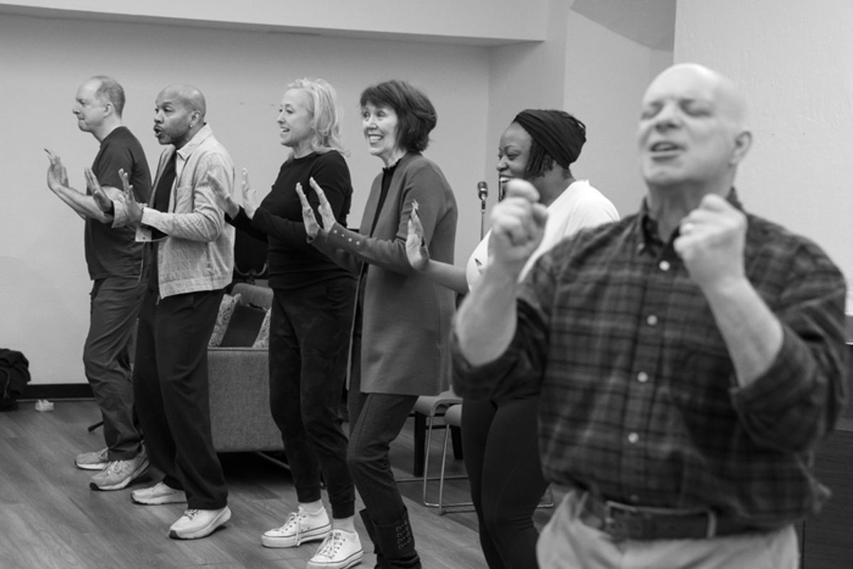 Daniel Jenkins, Darius de Haas, Sally Wilfert, Lynne Wintersteller, Allyson Kaye Daniel, Eddie Korbich. Photo by Julieta Cervantes at 