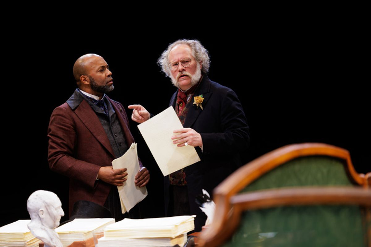 Devin E. Haqq as Nippers and Andy Grotelueschen as The Lawyer in Fiasco Theater’s Bartleby at 