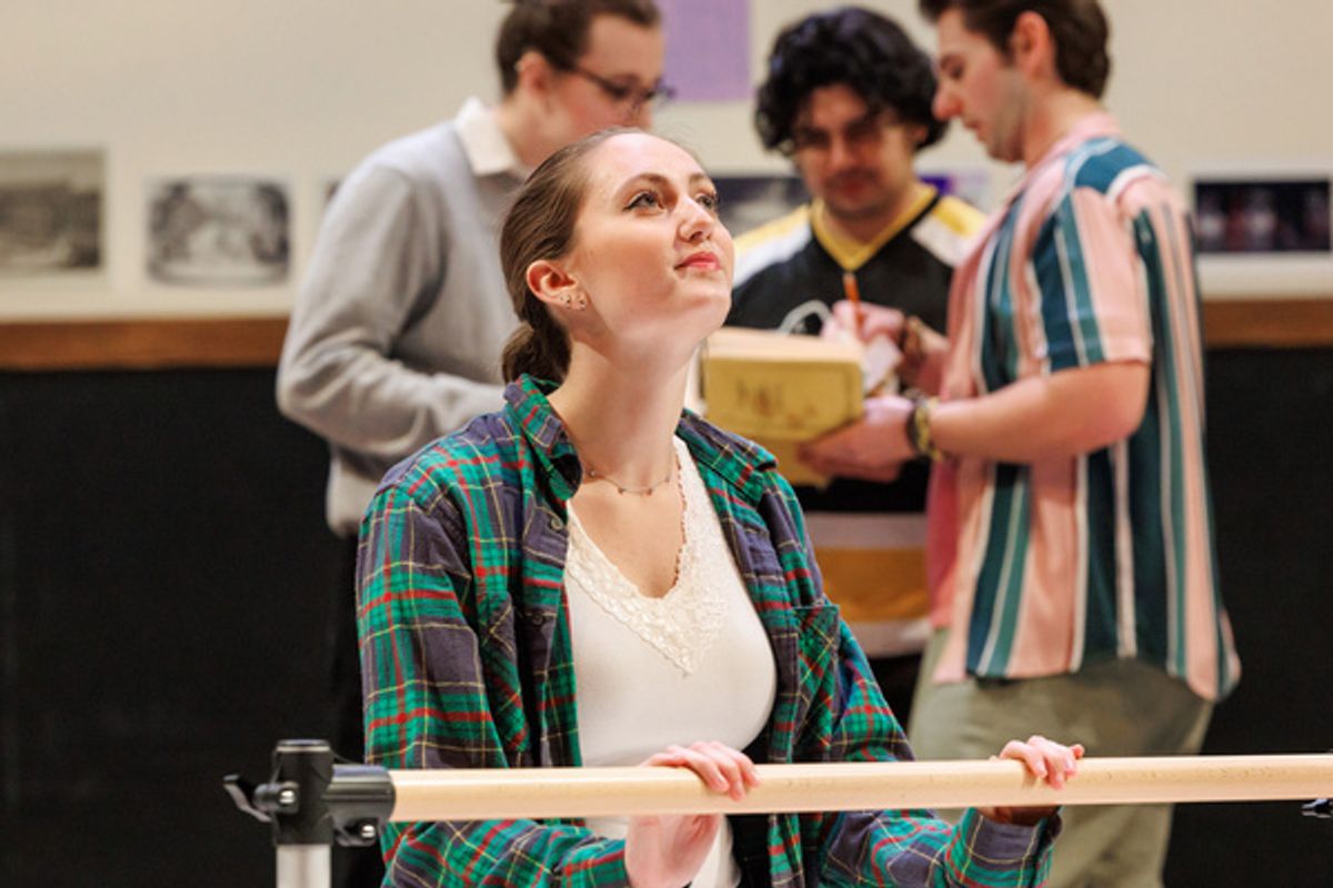 Brooklyn Spear, foreground; Conor Warshawsky, back left; Ben Mera, back middle; Logan Williams, back right at Photos: First Look at Pittsburgh Opera's World Premiere Of TIME TO ACT