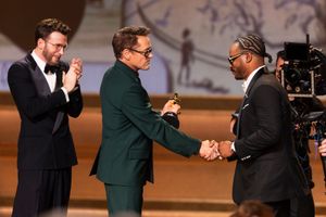 CHRIS EVANS, ROBERT DOWNEY JR., RYAN COOGLER Photo