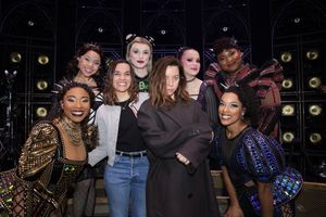 Renee and Aubrey Plaza with Broadway’s SIX Queens (clockwise): Adrianna Hicks, Jasm Photo