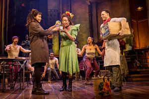 Bethany Antonia, Rachel Adedeji, Marley Fenton & the cast of Hadestown. © Brinkhoff- Photo