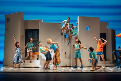 Dominic Young, Jalynn Steele, and the Company of MAMMA MIA!  Photo