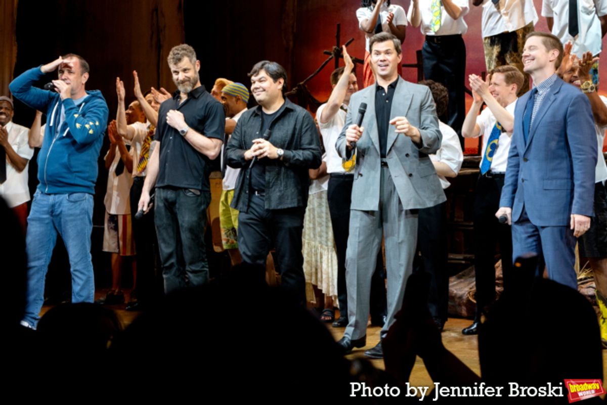 Trey Parker, Matt Stone, Robert Lopez, Andrew Rannells, Rory O'Malley at 