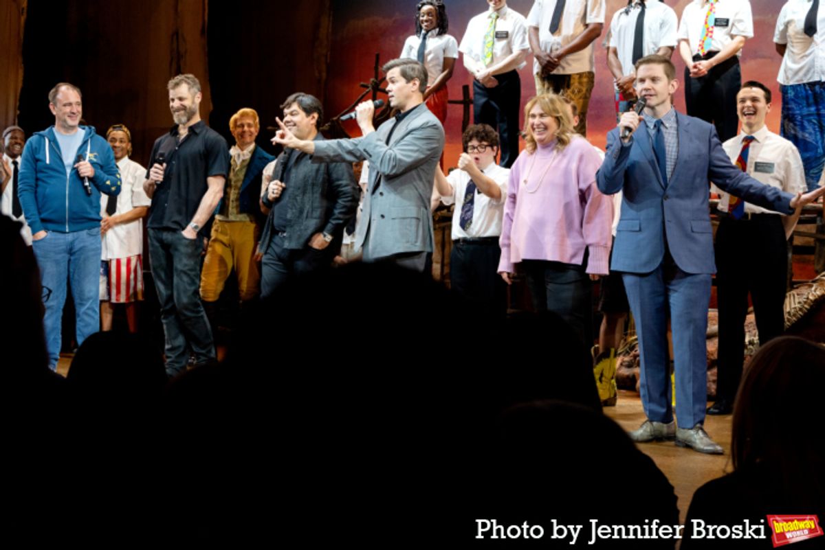 Trey Parker, Matt Stone, Robert Lopez, Andrew Rannells, Anne Garefino, Rory O'Malley at 
