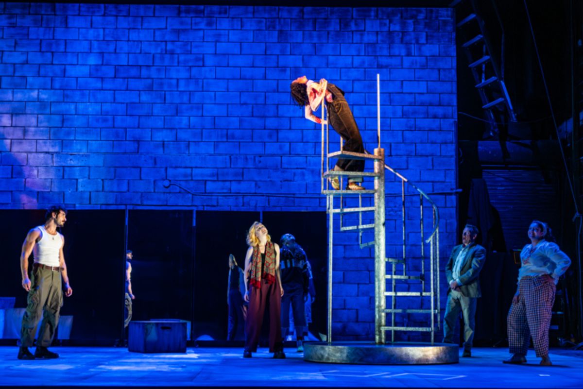 George Ioannides as Yan, Eryn Jean Norvill as Cyrano, Mackenzie Gilbert as  No. 3, Madeline Charlemagne as Roxanne, David Tarkenter as No. 2 & Mona Goodwin at 